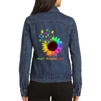 Sunflower Autism Awareness Day Accept Understand Love Ladies Denim Jacket | Artistshot