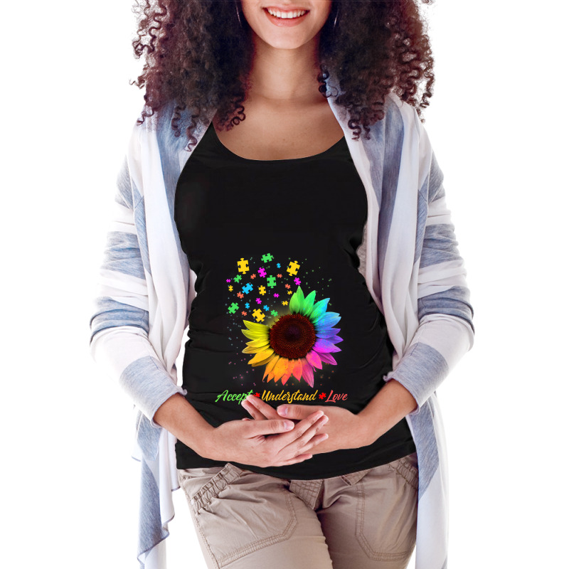 Sunflower Autism Awareness Day Accept Understand Love Maternity Scoop Neck T-shirt by LindsayYuha | Artistshot