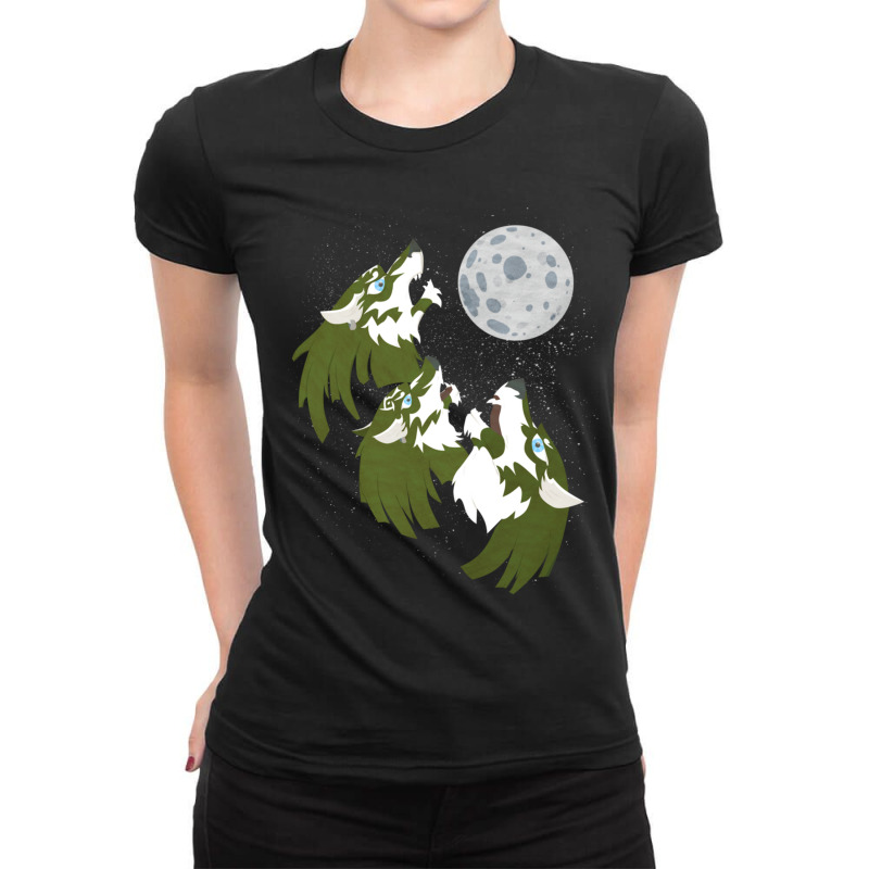 Three Wolf Link Moon Ladies Fitted T-Shirt by time5803 | Artistshot