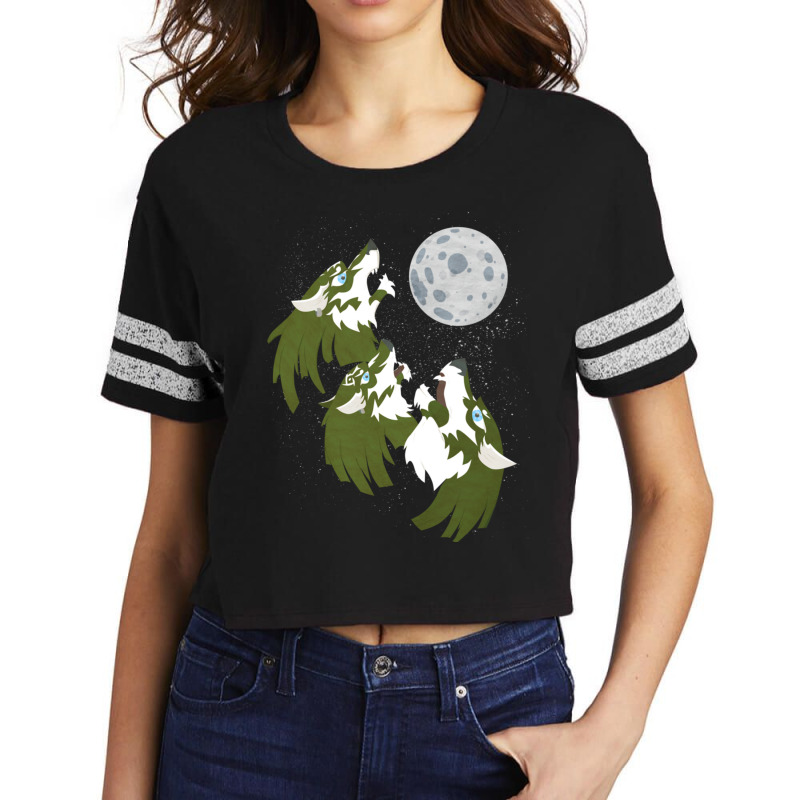 Three Wolf Link Moon Scorecard Crop Tee by time5803 | Artistshot