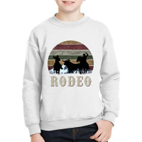 Bucking Rodeo Cowboy Team Roping Horse Riding Retro Long Sleeve T Shir Youth Sweatshirt | Artistshot