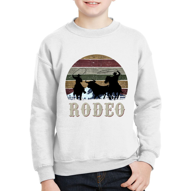 Bucking Rodeo Cowboy Team Roping Horse Riding Retro Long Sleeve T Shir Youth Sweatshirt by Binhthai9809 | Artistshot