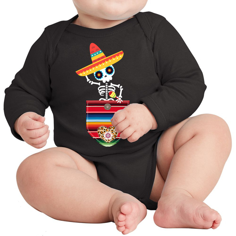 Calaca Blanket Pocket Serape Mexican Gift Cinco De Mayo T Shirt Long Sleeve Baby Bodysuit by Binhthai9809 | Artistshot