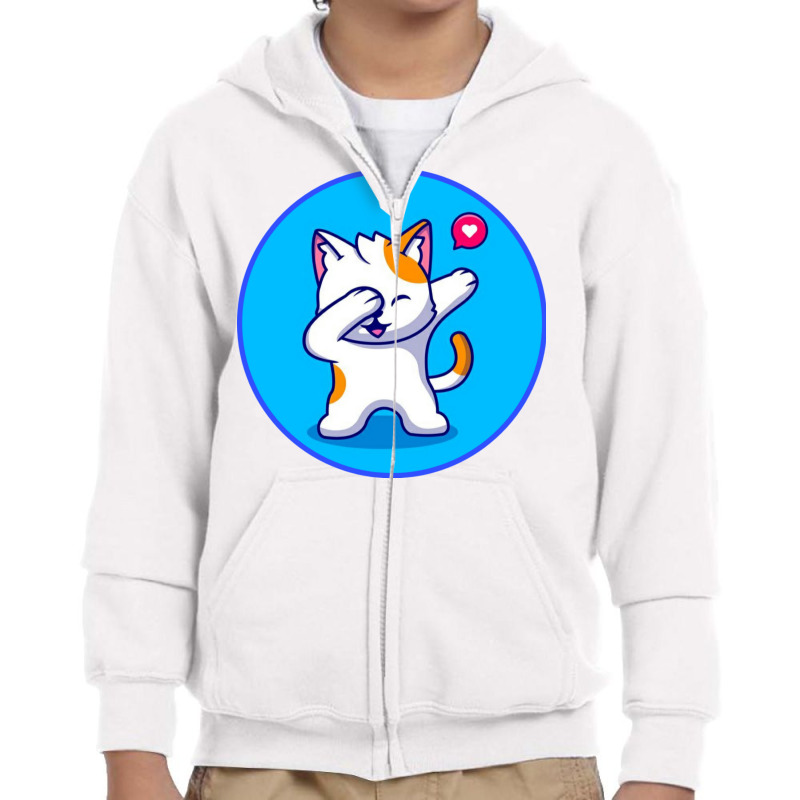 Cute Cat Dabbing Cartoon Youth Zipper Hoodie by vasu4christ | Artistshot