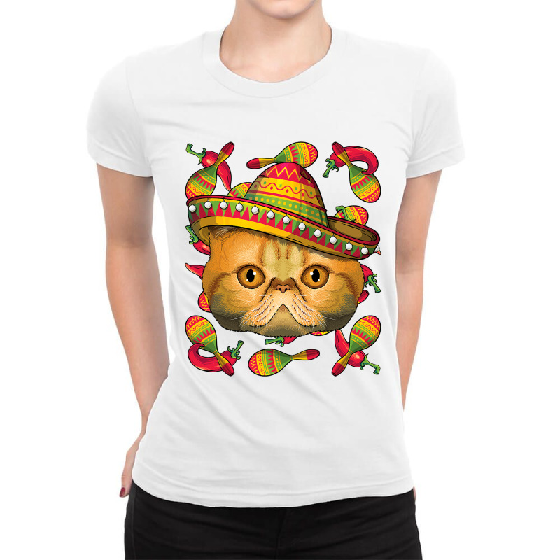 Cinco De Mayo Exotic Shorthair Sombrero Mexican Cat Fiesta T Shirt Ladies Fitted T-Shirt by Binhthai9809 | Artistshot