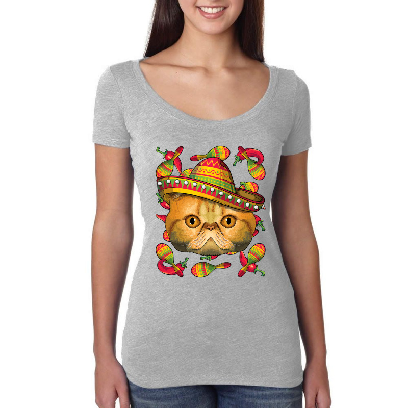 Cinco De Mayo Exotic Shorthair Sombrero Mexican Cat Fiesta T Shirt Women's Triblend Scoop T-shirt by Binhthai9809 | Artistshot