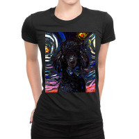 Poodle T  Shirt Standard Black Poodle Night ( Portrait) T  Shirt Ladies Fitted T-shirt | Artistshot