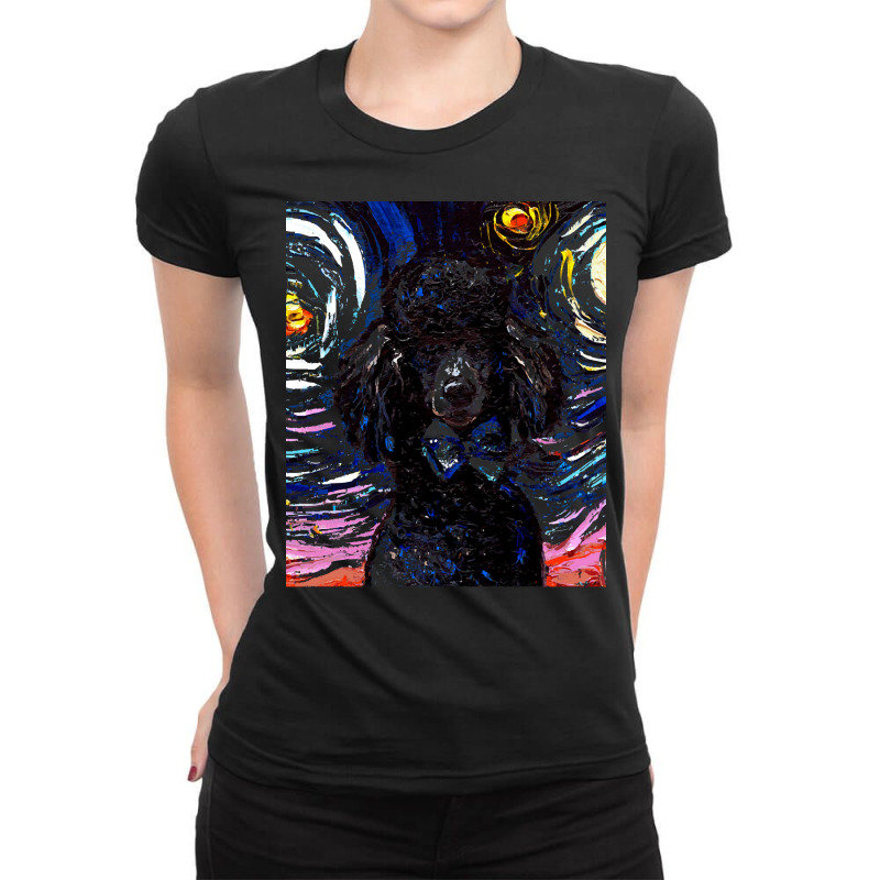 Poodle T  Shirt Standard Black Poodle Night ( Portrait) T  Shirt Ladies Fitted T-Shirt by jaylinconsidine282 | Artistshot