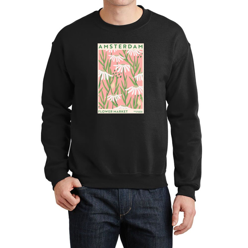 Flower Market - White Flower Amsterdam Crewneck Sweatshirt by DorothyDecker | Artistshot