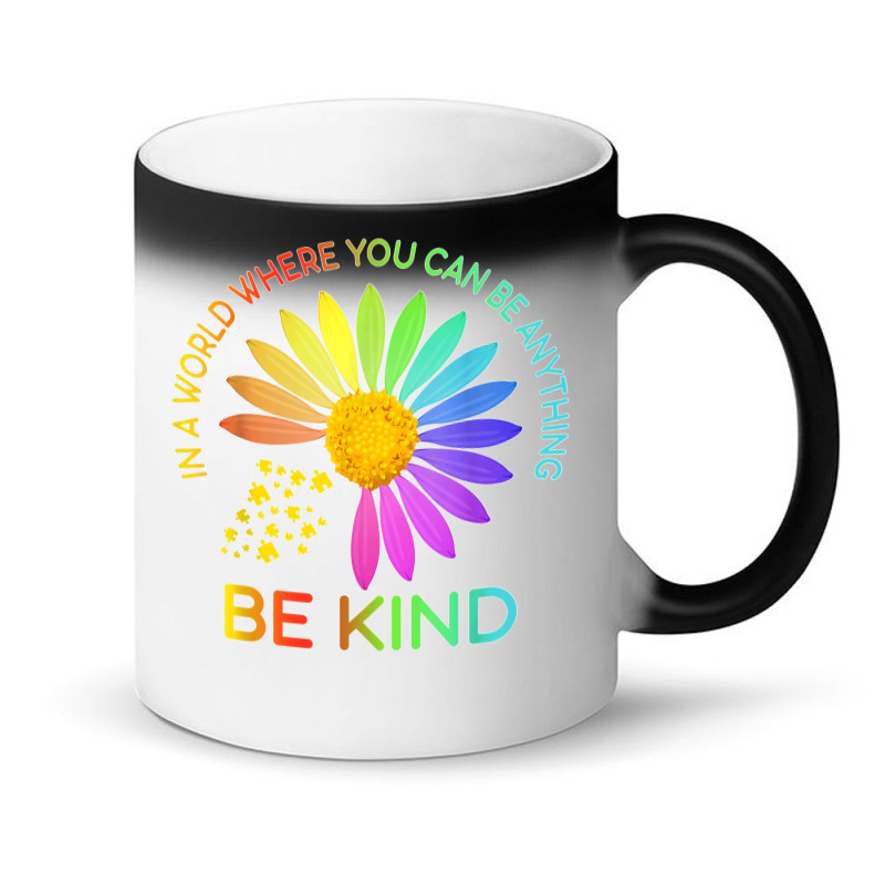 Sunflower Autism Awareness Be Kind Puzzle Mom Support Kids T Shirt Magic Mug | Artistshot