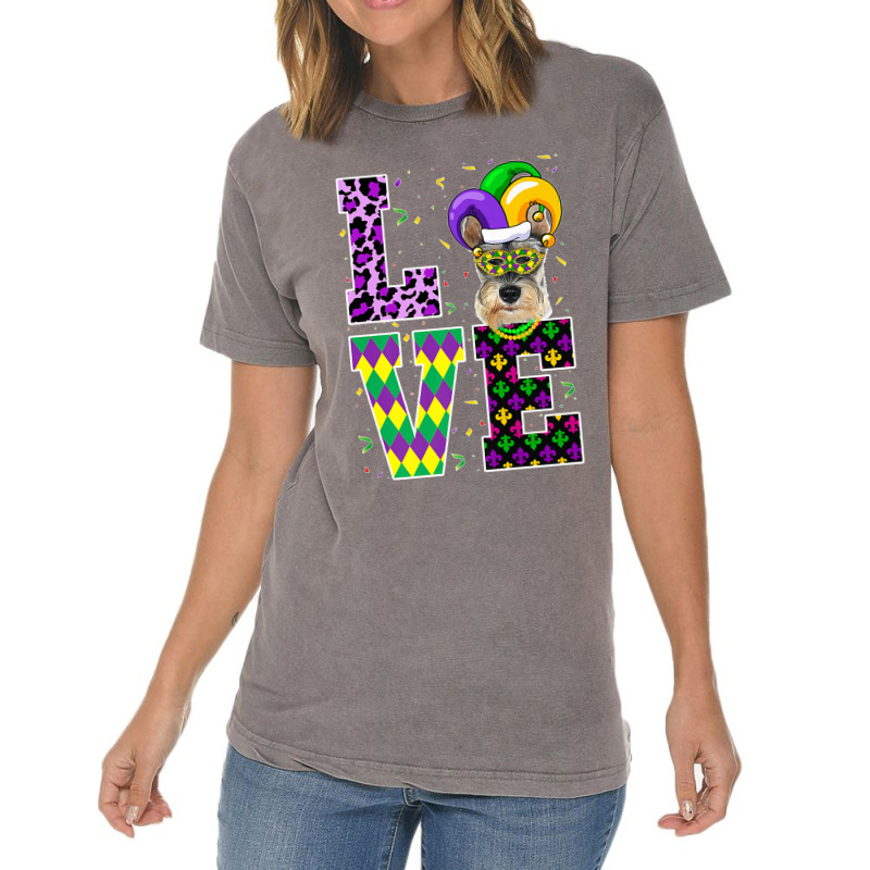 I Love Mardi Gras Festival Party Lover Funny Schnauzer Dog Premium T S Vintage T-shirt | Artistshot