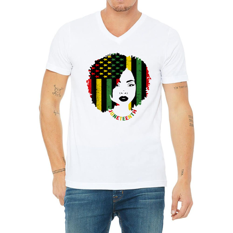 Juneteenth Black Women Flag History African American 1865 T Shirt V-neck Tee | Artistshot