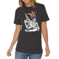 Womens Skeleton Drinking Coffee Mardi Gras Masquerade Parade Party T S Vintage T-shirt | Artistshot