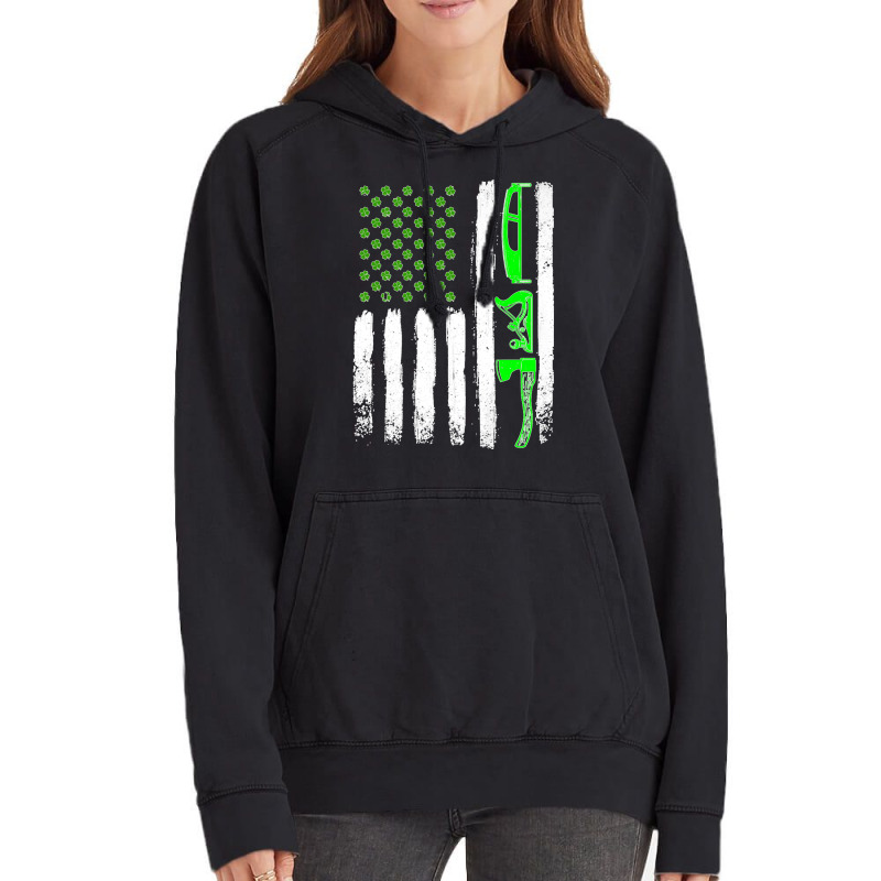 Woodworking St Patrick's Day Vintage Irish American Flag Premium T Shi Vintage Hoodie | Artistshot