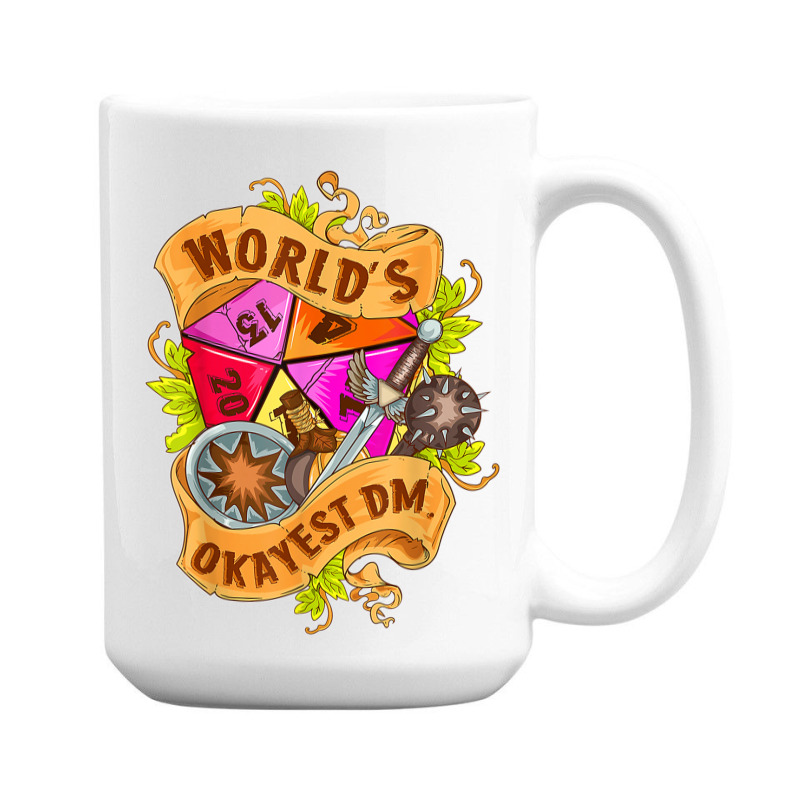 World Okayest Dm D20 Dice Gaming Rpg Board Games T Shirt 15 Oz Coffee Mug | Artistshot