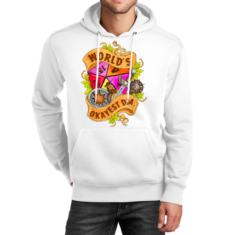 World Okayest Dm D20 Dice Gaming Rpg Board Games T Shirt Unisex Hoodie | Artistshot