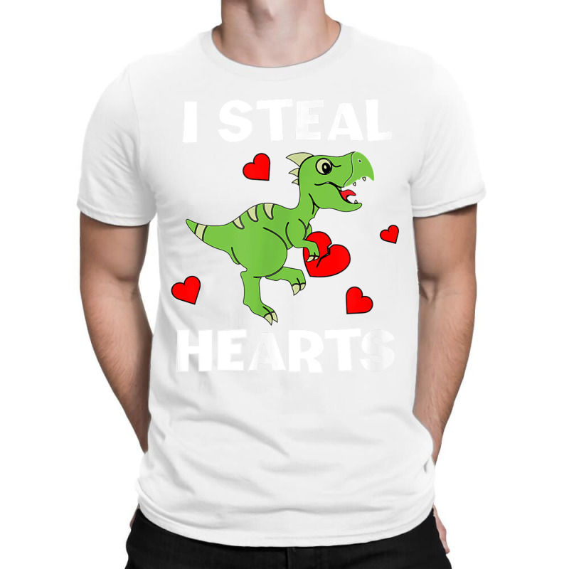 Cute Kids Dinosaur Valentines Day Lover I Steal Hearts T Shirt T-shirt | Artistshot