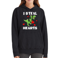 Cute Kids Dinosaur Valentines Day Lover I Steal Hearts T Shirt Vintage Hoodie | Artistshot