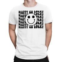 Happy Go Lucky Smiley Face Irish Shamrocks St Patricks Day Premium T S T-shirt | Artistshot