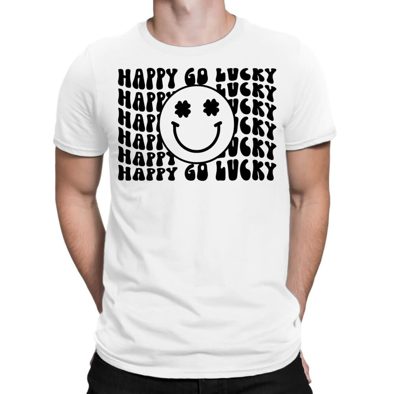 Happy Go Lucky Smiley Face Irish Shamrocks St Patricks Day Premium T S T-shirt | Artistshot