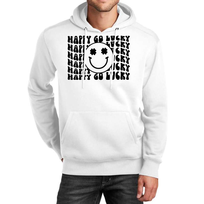 Happy Go Lucky Smiley Face Irish Shamrocks St Patricks Day Premium T S Unisex Hoodie | Artistshot