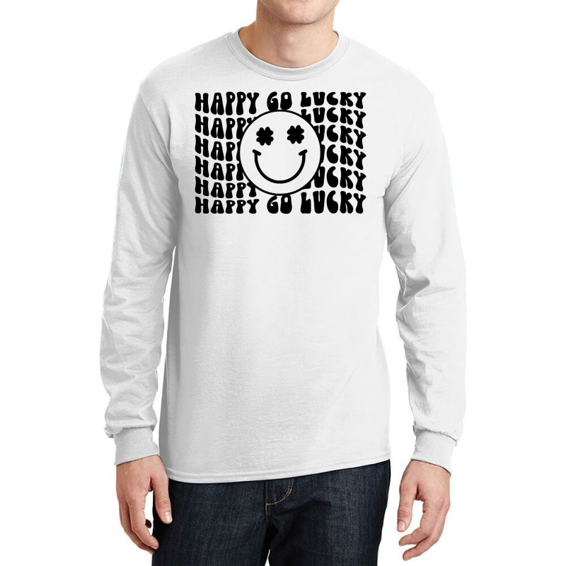 Happy Go Lucky Smiley Face Irish Shamrocks St Patricks Day Premium T S Long Sleeve Shirts | Artistshot