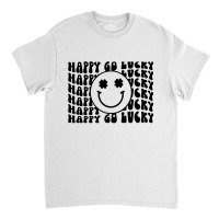 Happy Go Lucky Smiley Face Irish Shamrocks St Patricks Day Premium T S Classic T-shirt | Artistshot