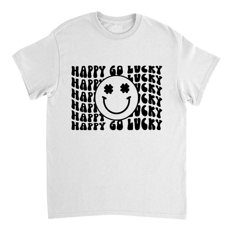 Happy Go Lucky Smiley Face Irish Shamrocks St Patricks Day Premium T S Classic T-shirt | Artistshot