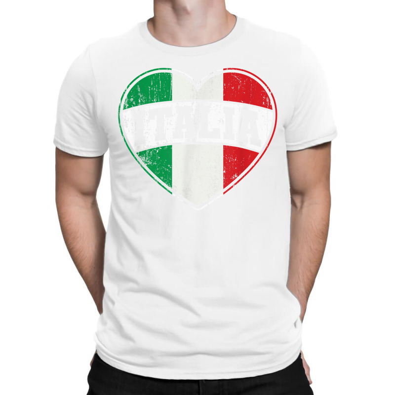 Italy Italia Italian Flag Heart Retro Vintage Design T Shirt T-shirt | Artistshot