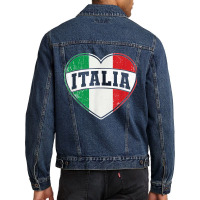 Italy Italia Italian Flag Heart Retro Vintage Design T Shirt Men Denim Jacket | Artistshot