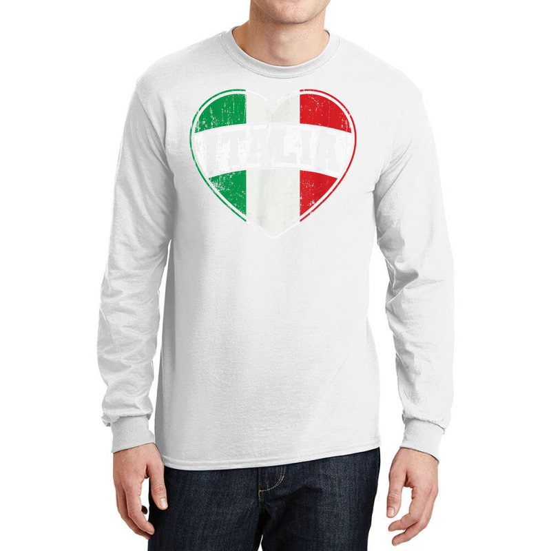 Italy Italia Italian Flag Heart Retro Vintage Design T Shirt Long Sleeve Shirts | Artistshot