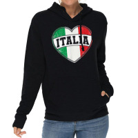 Italy Italia Italian Flag Heart Retro Vintage Design T Shirt Lightweight Hoodie | Artistshot