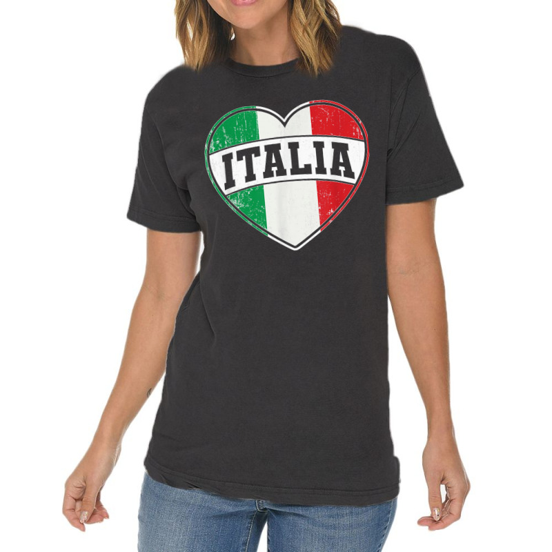 Italy Italia Italian Flag Heart Retro Vintage Design T Shirt Vintage T-shirt | Artistshot