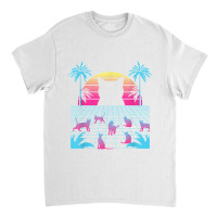 Vaporwave Cats Palm Trees Aesthetic Japanese Kawaii T Shirt Classic T-shirt | Artistshot