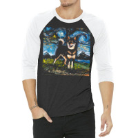 Shiba Inu T  Shirt Black And Tan Shiba Inu Night T  Shirt 3/4 Sleeve Shirt | Artistshot