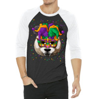 Panda Mardi Gras T  Shirt Panda Mardi Gras Animal Face Carnival Jester 3/4 Sleeve Shirt | Artistshot