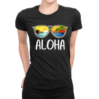 Aloha Hawaii Hawaiian Island Sunglasses Palm Trees Beach T Shirt Ladies Fitted T-shirt | Artistshot