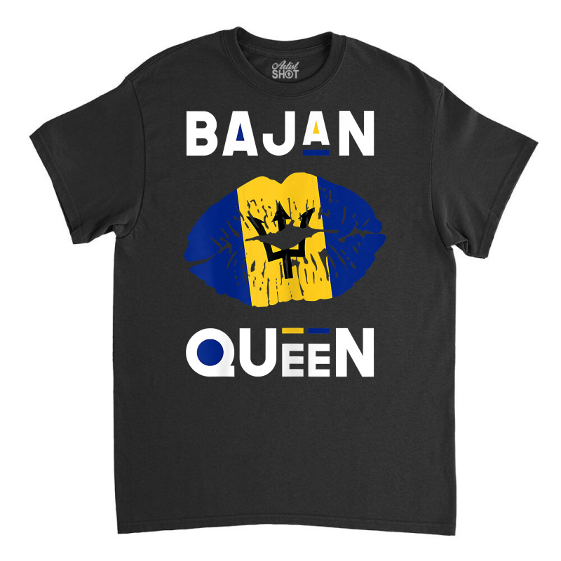 Womens Bajan Queen Shirt Barbados Flag Lips Barbadian Pride T Shirt Classic T-shirt by apolitery | Artistshot