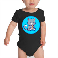 Cute Cat Holding Fish Cartoon Baby Bodysuit | Artistshot