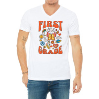 First Grade Teacher Retro Groovy 1st Grade Teacher Teams T Shirt V-neck Tee | Artistshot