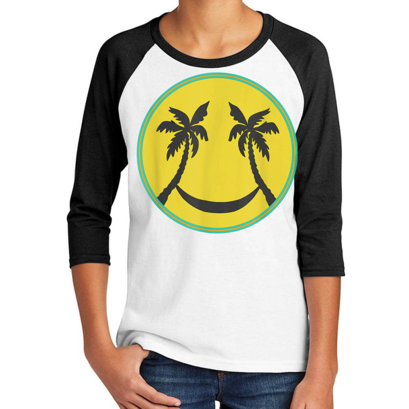 Hawaiian Island Palm Trees Happy Hammock Face T Shirt Youth 3/4 Sleeve by annalyneplacencia | Artistshot