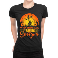 Vintage Sunset Australian Kelpie Dog Ride Shotgun Halloween T Shirt Ladies Fitted T-shirt | Artistshot