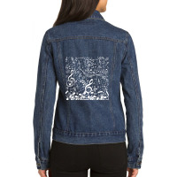 Music Notes Tile Pattern White Ladies Denim Jacket | Artistshot