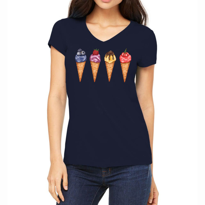 Assorted Ice Cream Cones T  Shirt Assorted Ice Cream Cones Set   Blueb Women's V-Neck T-Shirt by ebertlance489 | Artistshot