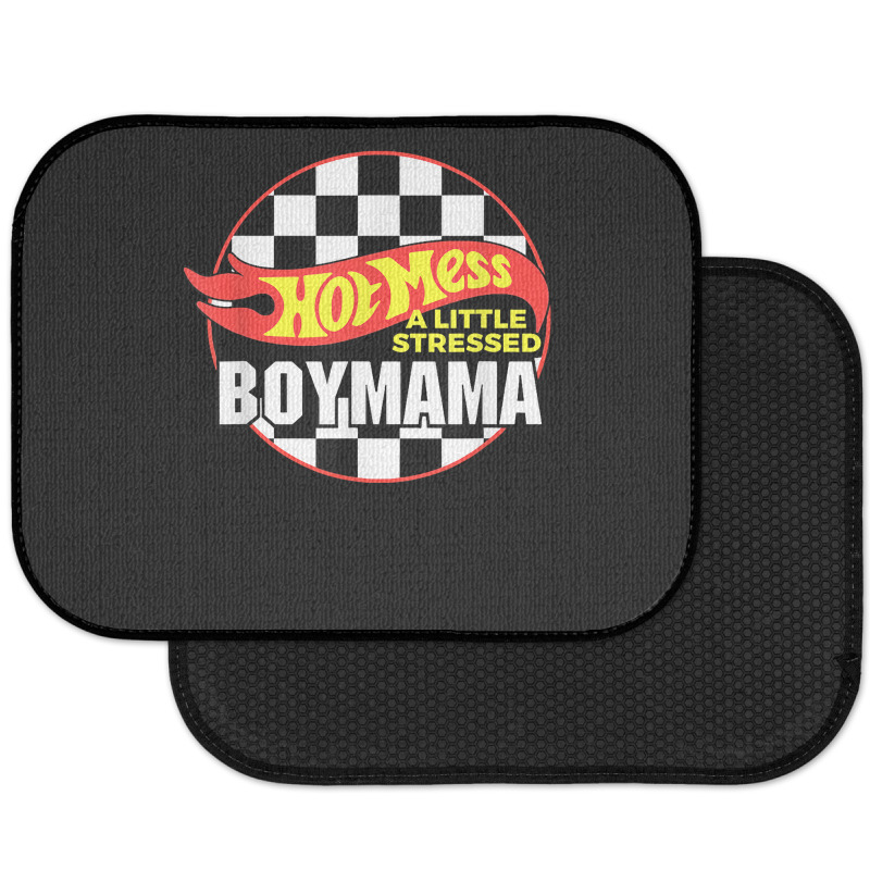 Gift For Boy Mama Hot Mess A Little Stressed Boy Mama T Shirt Rear Car Mat | Artistshot