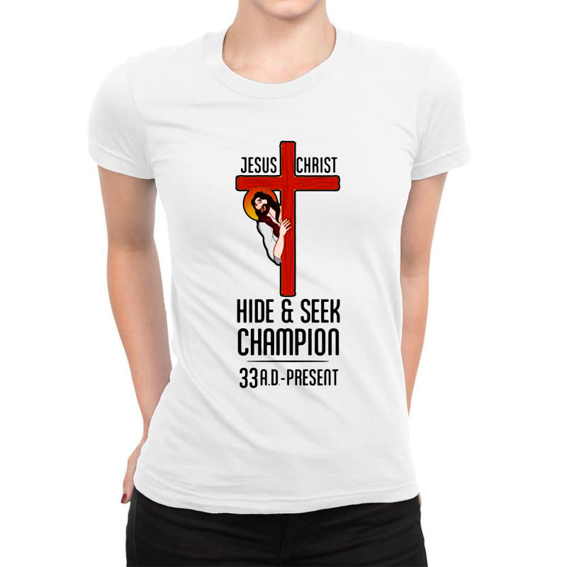 Jesus Christ Hide And Seek Ladies Fitted T-Shirt by ALex Marcus | Artistshot