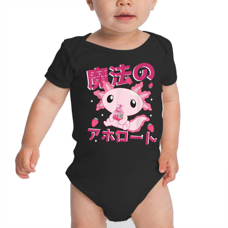 Kawaii Axolotl Strawberry Milk Shake Japanese Anime T Shirt Baby Bodysuit by rainandehay | Artistshot