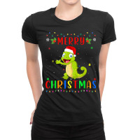 Xmas Light Chameleon Design Matching Christmas Pajama T Shirt Ladies Fitted T-shirt | Artistshot