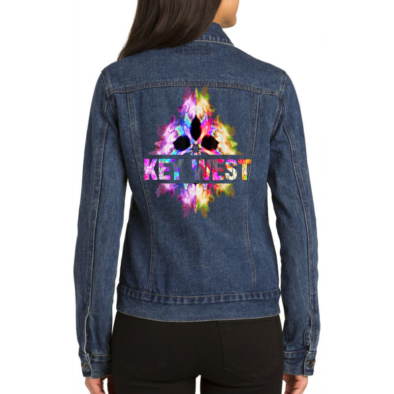 Key West Florida Tshirt Islands Souvenir Retro Tie Dye Gift Ladies Denim Jacket by adrienskradski | Artistshot