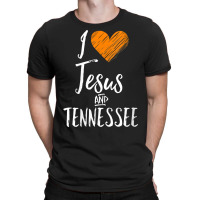 Womens I Love Jesus And Tennessee Shirt Orange Heart Cute Fan Gift V N T-shirt | Artistshot